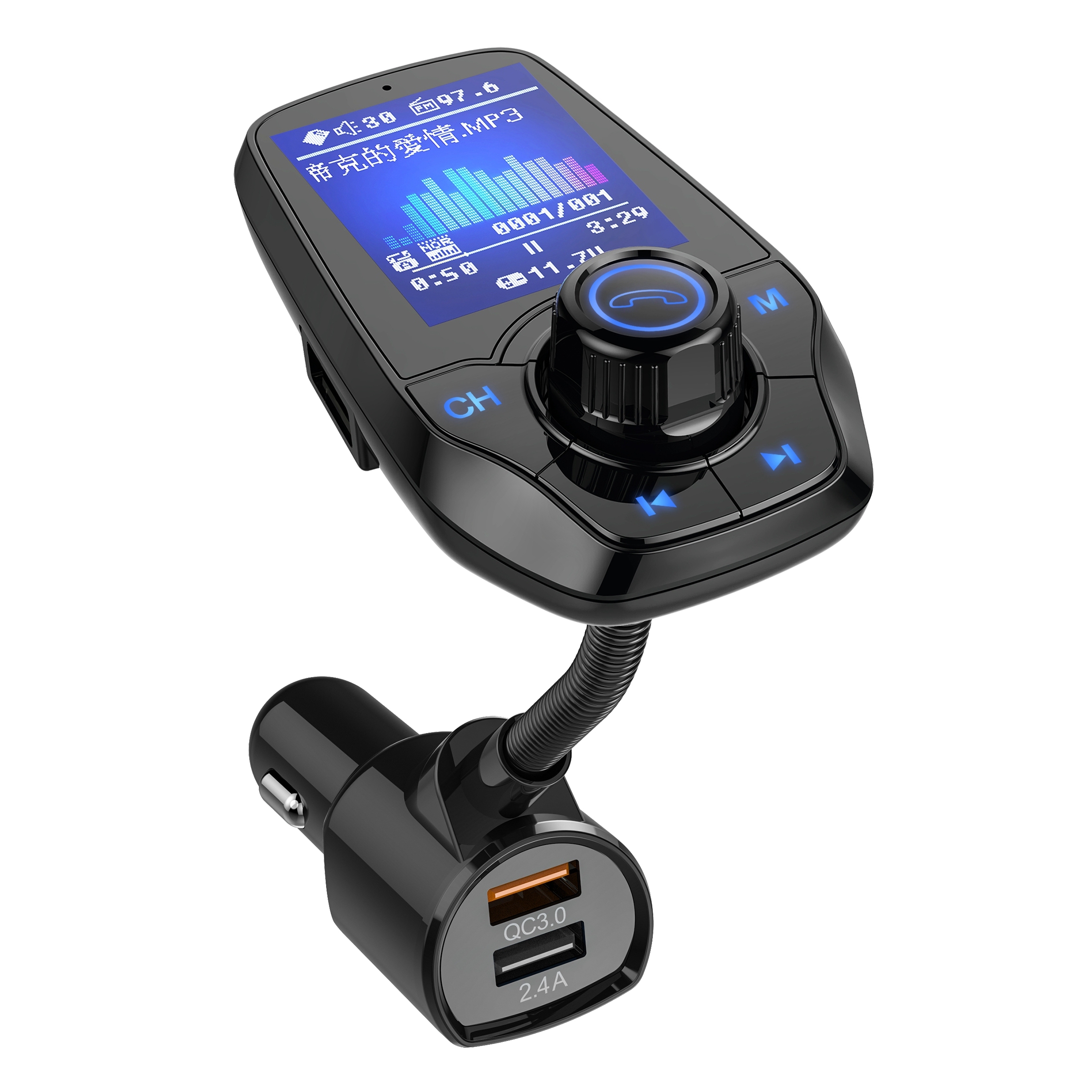 Trasmettitore FM Bluetooth Auto BC83 – Adattatore Radio Wireless Con Lettore Musicale, Mani Libere E Doppia Uscita QC3.0+PD, Per Auto 12V-24V