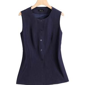 Women's Two Piece Vest And Trousers Set Solid Color Polyester Spring Casual Suit - Product Image 5