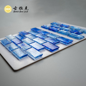Goodluck Tile Blue Dot Montado Water Resistant Glossy Glass <span class=keywords><strong>Mosaic</strong></span> Tiles para Living Pool Banheiro Hotel Cozinha Decoração ao ar livre - Product Image 2