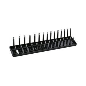 Bandeja de Herramientas de Alta Resistencia con 2 Filas de Soportes para Llaves de 3/8\", Métrica, Negra, con Base Extendida para Taller o Garaje - Product Image 1