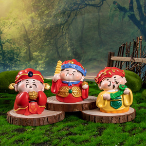 Five Gods of Wealth Resin Figurines Cute Mini <b>Ornaments</b> For Home Decoration And <b>Car</b> Accessories - Product Image 3