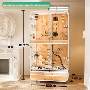 Premium grote elegante vogelkooi van hoge kwaliteit, stabiele constructie, geventileerd, veilig, antislip bodem, makkelijk schoon te maken, stijlvol hout. - Product Image 3