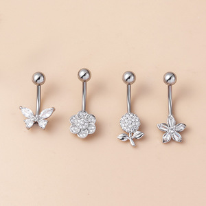 Nuovo stile ventre anello in acciaio inox 14G ventre <span class=keywords><strong>Piercing</strong></span> gioielli zirconi <span class=keywords><strong>farfalla</strong></span> pipistrelli fiore per le donne all'ingrosso - Product Image 2