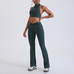 Conjunto de Yoga para Mujer con Cuello Halter, Hermosa Cintura Fruncida y Detalle de Torsión <span class=keywords><strong>en</strong></span> la Espalda, Suave como la Mantequilla, <span class=keywords><strong>El</strong></span>ástico <span class=keywords><strong>en</strong></span> 4 Direcciones y de Alta Elasticidad - Product Image 2