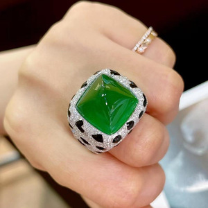 Anillo Ajustable <span class=keywords><strong>de</strong></span> Lujo para Mujer con Zafiro <span class=keywords><strong>de</strong></span> 17 Quilates, Anillo <span class=keywords><strong>de</strong></span> Aniversario con Diamante Rojo Dominante, Anillo <span class=keywords><strong>de</strong></span> Esmeralda con <span class=keywords><strong>Torre</strong></span> <span class=keywords><strong>de</strong></span> Azúcar Grande <span class=keywords><strong>de</strong></span> Leopardo - Product Image 2