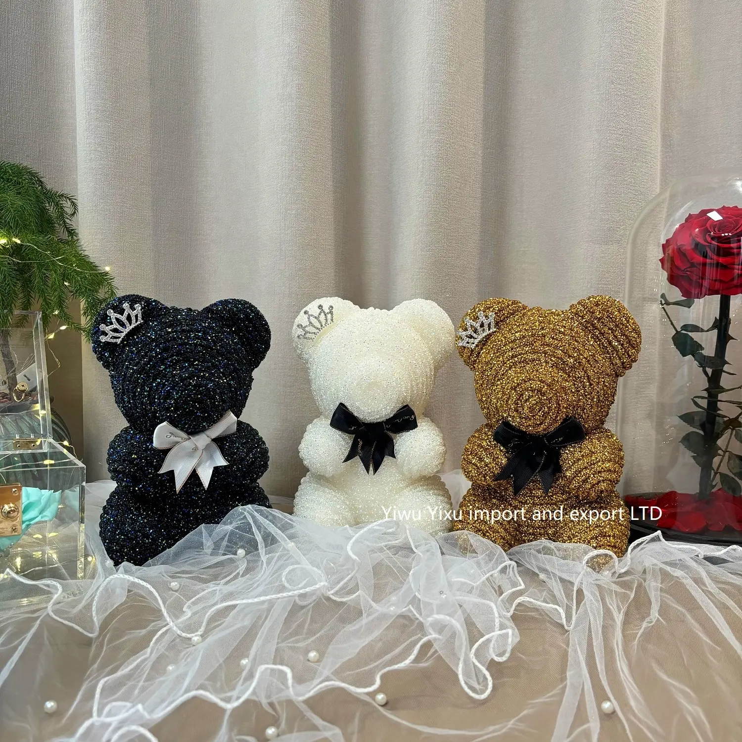 2024 Luxurious Gift Idea Handcrafted Valentine's Day gifts Mother's Day gift Rose Teddy Bear small pearl bear diamond teddy bear