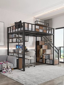 Struttura Letto a Soppalco in Metallo Personalizzabile con Scrivania e Libreria Arredamento su Misura per Mansarda o Loft - Product Image 3