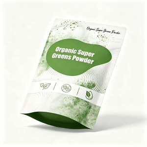 Bolsa de aluminio mate impresa personalizada con cierre hermético a prueba de olores para envasado de suplementos de polvo verde superalimenticio - Product Image 2
