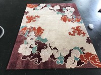 Guidant Geprägte Blumenmuster-Wollteppiche mit Mittelhohem Flor, Handgeknüpft, Rutschfest, Fleckresistent, für Hotelgebrauch