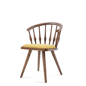 Vintage Solid Wood Dining <b>Chair</b> Upholstered Seat Armchair <b>Retro</b> Restaurant Hotel Furniture - Product Image 1