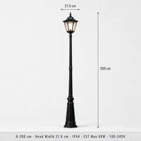 Lanterne de jardin extérieure de style victorien traditionnel en aluminium étanche IP44 pour la maison, la rue et les allées