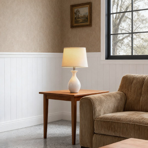 Modern Ceramic <b>Table</b> <b>Lamp</b> With Off White Shade E26 <b>Base</b> Led Light Source Knob Switch Eye Caring Design For Bedroom Living Room - Product Image 3