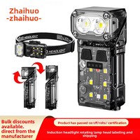 Lampada Frontale a LED con Sensore di Movimento, Rotazione a 360°, Impermeabile IP65, Lunga Durata della Batteria al Litio, Luce Potente per Campeggio e Pesca Notturna