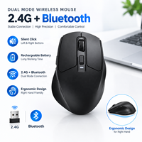 Mouse Nirkabel Optik Ergonomis 2.4GHz 6 Tombol Baterai Isi Ulang Bersertifikasi CE ROHS untuk Tangan Kanan