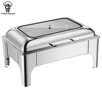 Fournitures hôtelières en gros : Ensemble de réchauds de buffet ronds de luxe en acier inoxydable 9L pour événements de restauration