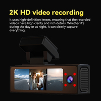 Caméra de tableau de bord de voiture à trois objectifs 2.5K, 1080P avant, intérieur et arrière, WiFi, vision nocturne, enregistreur de stationnement 24h/24