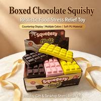 Jouet Squishy en PU en forme de barre de chocolat en gros - Jouet sensoriel anti-stress réaliste à rebond lent, souple et extensible, effet collant