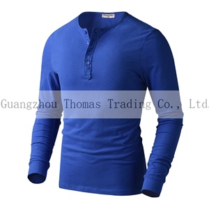 Básicos de los hombres Henley térmica botón 100% algodón de <span class=keywords><strong>manga</strong></span> <span class=keywords><strong>larga</strong></span> Camisetas Casuales - Product Image 2