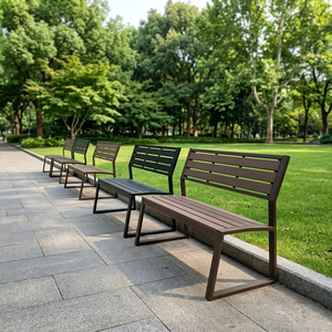 Modern US Style Outdoor Metal Frame Eco-Friendly Durable <b>3</b>-Seater Patio Bench Water Resistant School Hospital Park Villa Gym - Product Image 5