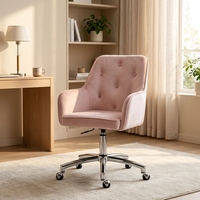 Chaise de bureau ergonomique pivotante à 360 degrés, moderne, en velours, avec piètement en métal chromé, hauteur réglable, multifonctionnelle, pour la maison et le bureau