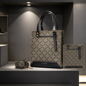 Sac fourre-tout vintage imprimé losanges en similicuir avec bandoulière large amovible pour femme - Product Image 3
