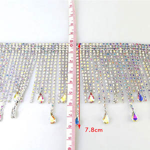 Haut de gamme Waterdrop Fringe Verre Cristal Décolleté <span class=keywords><strong>Strass</strong></span> Appliques pour Robes De Mariée WNLC-132 - Product Image 1