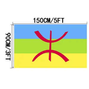 Pemilihan Menggunakan Semua Desain Percetakan Bendera Amazigh Desain Kustom Pabrik Kualitas Tinggi Penjualan Langsung Pengiriman Cepat Bendera Amazigh