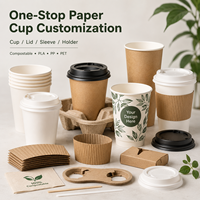 Gobelet à café jetable en papier blanc à paroi simple, compostable, biodégradable, 4 oz, 8 oz, 12 oz, impression personnalisée, pour usage en café