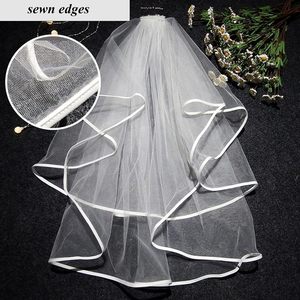 Voile de mariée blanc à deux couches ODM avec peigne, en tulle appliqué, lavable en machine pour femme - Product Image 3