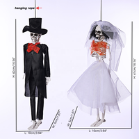 Décoration Squelette Suspendu pour Halloween, Couple de Mariés 40cm, Idéal pour Fêtes d'Halloween, Maisons Hantées et Décorations Effrayantes