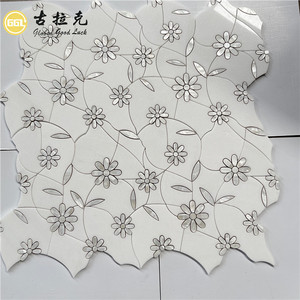 White Flower Marble Shape Mix Shell <strong>Pattern</strong> Waterjet Mosaic Wall <strong>Floor</strong> <strong>Tile</strong> - Product Image 5