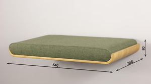 Lit mural en contreplaqué placage chêne avec coussin amovible, design minimaliste, étagère en bois - Product Image 2