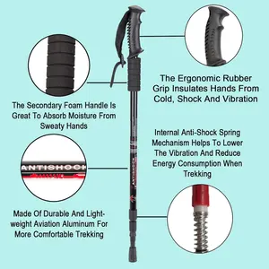 Al Aire Libre Alpenstock fibra de carbono bastones telescópicos plegables autodefensa senderismo Trekking bastones palos