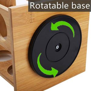 Étagère à épices rotative en bambou avec 12 bocaux - Product Image 3