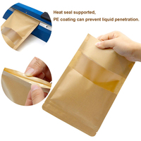 Sachets Kraft Doypack refermables avec fenêtre, réutilisables, pour emballage alimentaire en papier Kraft, sacs d'emballage thermoscellables
