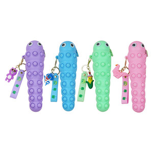 Fidget Pen Cartoon Silicon Pencil Box Cute Fidget Stationery Bag Fidget Toy Pen Bag The Carpenterworm Bean Fidget Pencil Pen Case