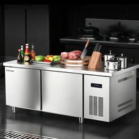 Congélateur Commercial en Acier Inoxydable à 2 Portes, Armoire Congélateur avec Plan de Travail, Congélateur Coffre, Équipement de Réfrigération pour Congeler les Aliments et Maintenir la Fraîcheur