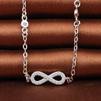 En stock, bracelet minimaliste en argent sterling S925 pur avec zircon, symbole de l'infini, bracelet unique pour femmes