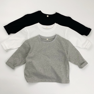 Camiseta Infantil Casual de <span class=keywords><strong>Manga</strong></span> <span class=keywords><strong>Larga</strong></span> con Cuello Redondo, Color Sólido, Otoño 2026, Venta al Por Mayor - Product Image 3