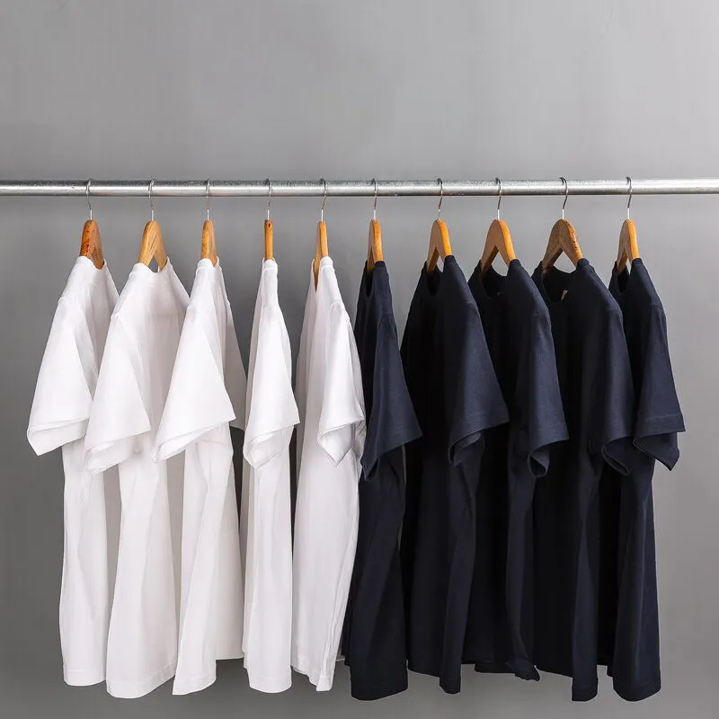 เสื้อยืดสำหรับผู้ชาย,เสื้อยืดผ้าฝ้าย100% สีขาวดำคอกลมขนาดใหญ่พิเศษสั่งทำ