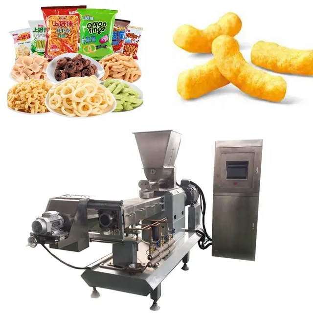 high pressure production line has making extruder machine for corn puffs cheese ball snack food chips snacks producing equipment
