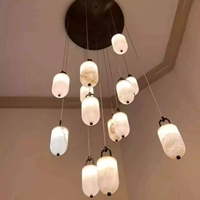 Lustre en albâtre espagnol naturel, luminaire décoratif suspendu pour salon, salle à manger, escalier, hall, hôtel et maison d'hôtes