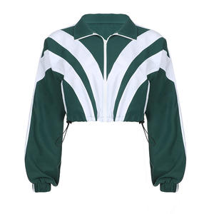 Autunno nuovo arrivo moda Patchwork Design a manica intera cappotto corto con pantaloni lunghi due pezzi Set da donna - Product Image 6