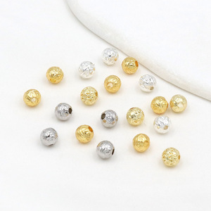 18k gold plated copper patterned round <b>bead</b> bracelet spacer <b>beads</b> DIY <b>braided</b> bracelet/rope bracelet accessories D139 - Product Image 3