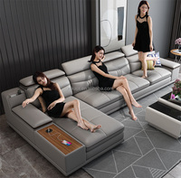 Canapé intelligent en cuir en promotion, ensemble de luxe multifonctionnel avec chargeur audio, nouveau canapé sectionnel en L de 1, 2, 3, 5, 7 places avec USB