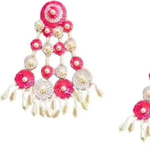 Handmade Elegant Seed Bead Tassel <b>Earrings</b> with Sequins Long Trendy Drop <b>Studs</b> for <b>Girls</b> and Women for Christmas Day - Product Image 1