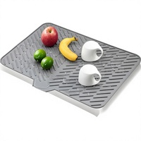Tapis de séchage de vaisselle en silicone SCYFREID 23x17, qualité alimentaire, résistant à la chaleur, facile à nettoyer, antidérapant, avec drain intégré, multifonctionnel
