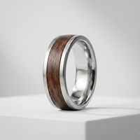 Ensemble de bijoux pour hommes en gros, collier et bague en acier inoxydable avec incrustation de bois naturel, 3 pièces, fabricant de bijoux avec logo personnalisé