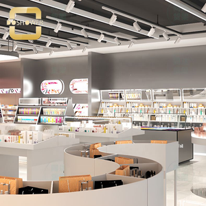 Support de vernis à ongles rectangulaire en bois autoportant gris de conception personnalisée Présentoir de magasin d'articles de toilette en acrylique pour étagère de rangement - Product Image 4