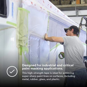 绿色遮蔽胶带抗紫外线30天高温120度瓦西绉纸油漆纸汽车喷漆胶带 - Product Image 5